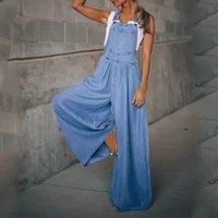 hot%ef%bc%81ladies denim blue jeans jumpsuit women overalls wide leg loose casual sleeveless high waist loose jumpsuit for going out