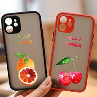 artistic aquarelle fruit clear phone case for iphone 13 12 11 pro max xs x mini xr 6 7 8 plus shockproof hard matte cover fundas