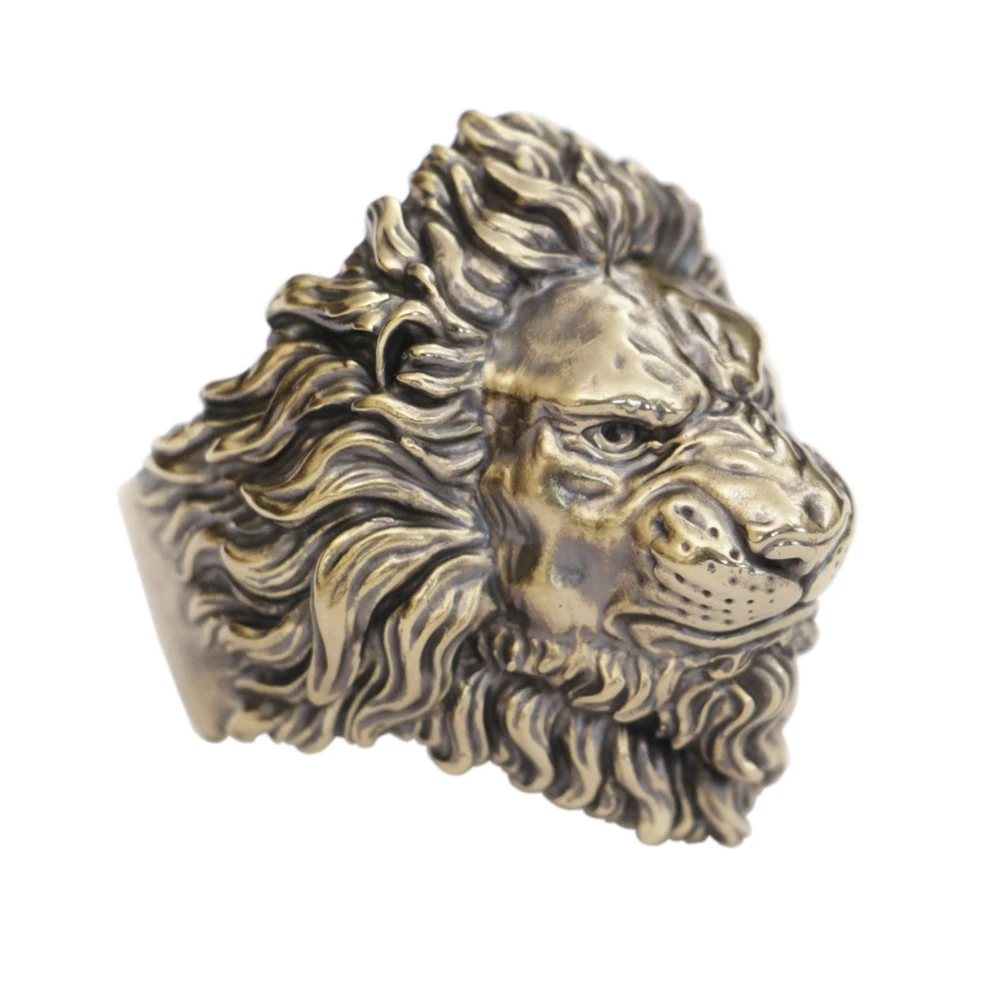 

LINSION, латунное мужское байкерское кольцо в стиле панк, кольцо с серым львом BR383, американский размер 7 ~ 15