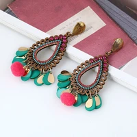 fashion retro ethnic style water drop tassel wood sequin earrings jewelry trendy clothes for women earrings factory wholesale