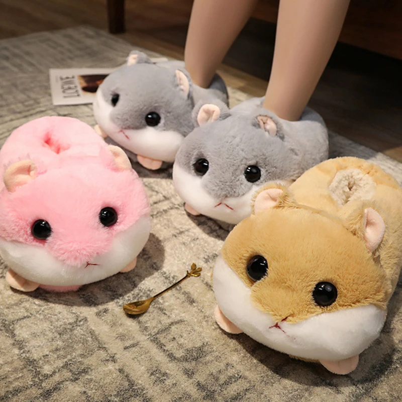 

Rabbit/Hamster Shaped Plush Slippers Creative Wrapping Fuzzy Warm Lined Winter Wrapping Fuzzy Warm Lined Plush Slippers TS1