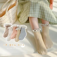 2022 new born baby socks cotton spring lace princess socks for girls floral ruffles infant baby sokken autumn kids clothing