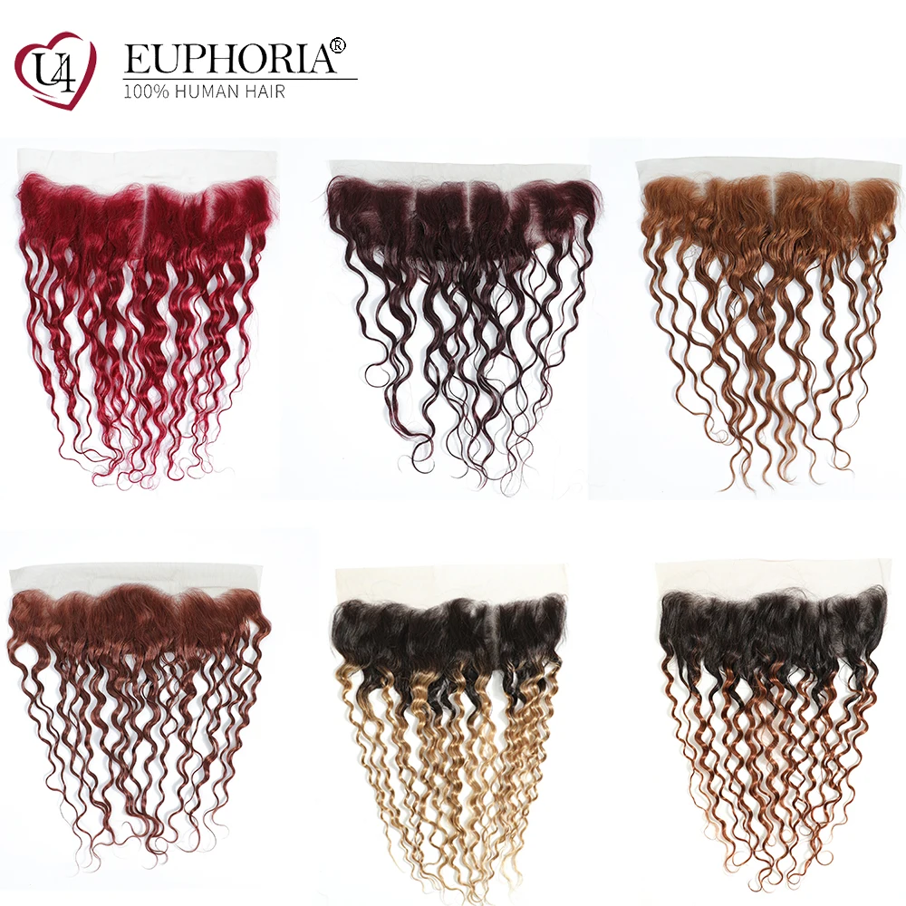 Brazilian Water Wave Human Hair 13x4 Lace Frontal 27 30 33 Free And Middle Part Lace Closure Swiss Lace Remy Hair Euphoria