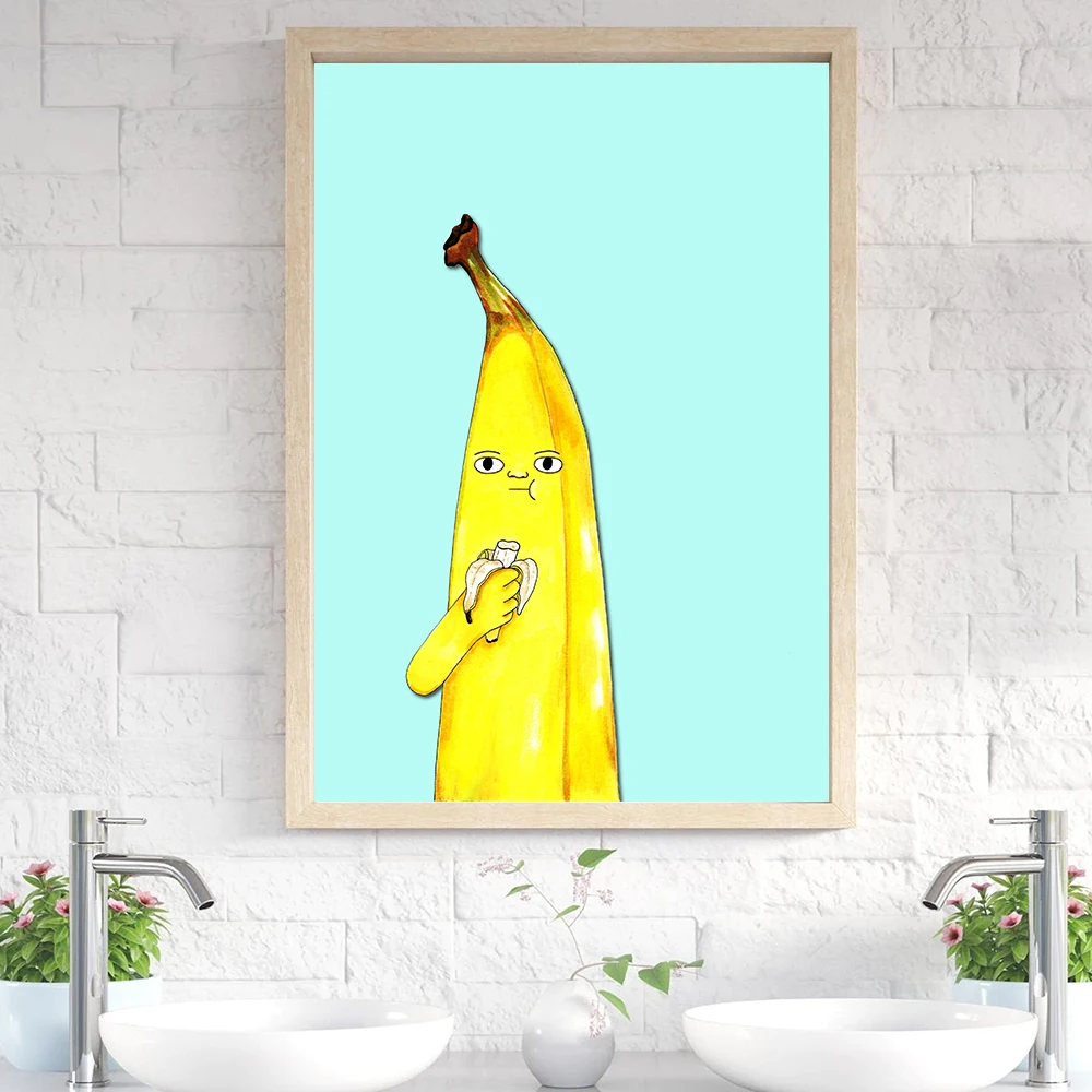 Баннабализм художественный постер печать Смешные Милые бананы ест банан