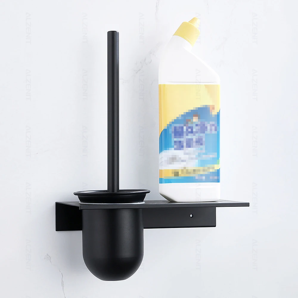 toilet brush holder plunger set wall mount with bracket durable wc cleaning supplies matte black aluminum bathroom accessories free global shipping