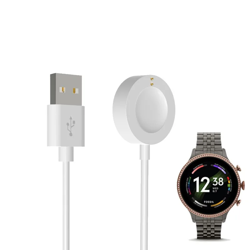 Фото Док-станция для зарядного устройства для Fossil Gen 6 5 Gen5E Gen4, USB-кабель для зарядки, 1 м, адаптер для зарядки умных часов Michael Kors Runway Skagen falster 2 №1