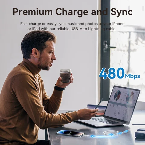 Кабель Vention USB — Lightning для iPhone 14, 13, 12, 11 Pro Max, 2,4 А, быстрая зарядка для iPhone, iPad, зарядное устройство, USB-кабель для передачи данных