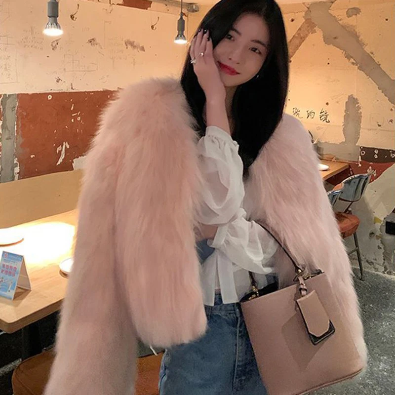 Women's Thicken Warm Fur Coat Loose Harajuku Long Sleeve Faux Fox Fur Women Outerwear Casual Winter Faux Fur Jacket 2022 New