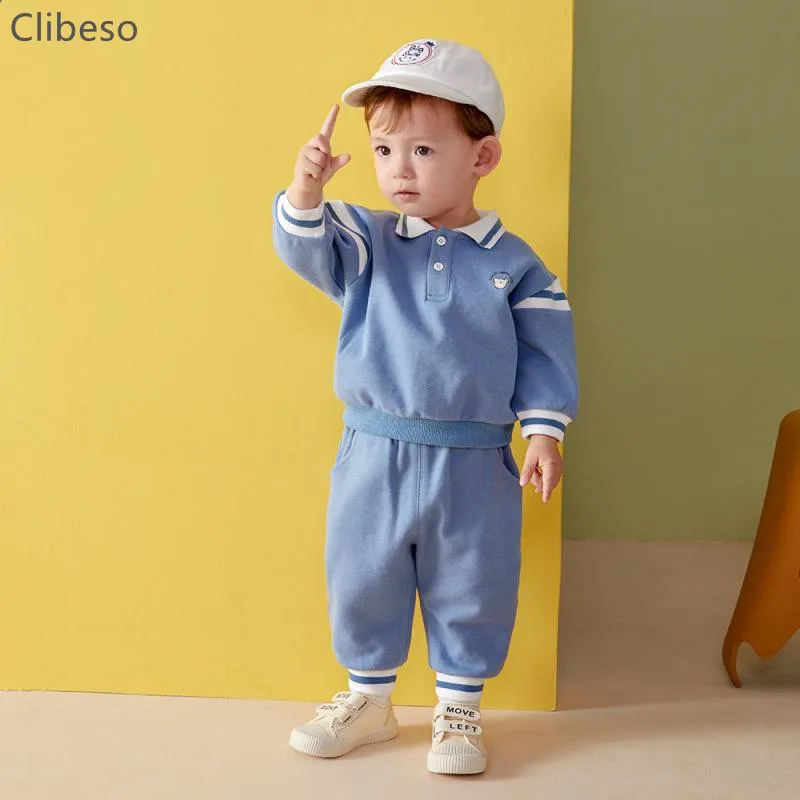 

Baby Fall Clothes Toddler Boy Girl Cotton 2Pcs Set Kid Lapel Long Sleeve Top Pant Casual Suit Brother and Sister Matching Outfit