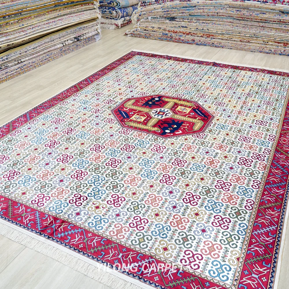 244x350cm Handmade Silk Rug Abstract Pattern Kid Friendly Indoor Carpet (BL042)