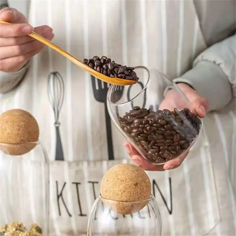 

Pepper Shaker Sealed Storage Tank Kitchen Organizer Can With Ball Cork Lid Food Storage Box Transparent Sealed Jar Storage Tanks