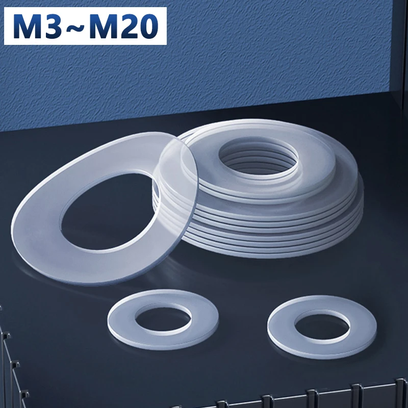 

M3-M20 White Plastic Nylon PE Flat Washer Plane Spacer Insulation Gasket Ring M3 M3.5 M4 M5 M5.8 M6 M8 M10 M12 M14 M16 M18 M20
