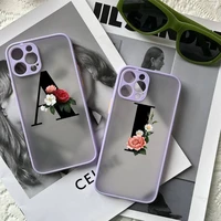 custom floral alphabet font letter phone case luxury silicone shockproof matte for iphone 7 8 plus x xs xr 11 12 13 mini pro max