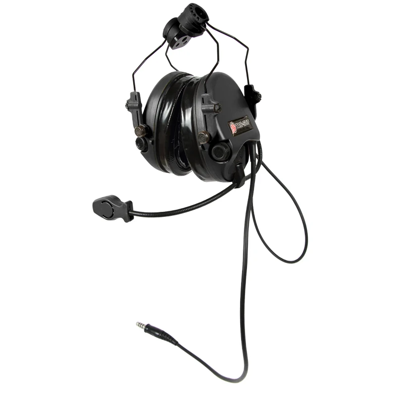 TS TAC-SKY TEAHEADSET Hi-Threat Tier 1 Noise Cancelling Pickup Shooting Headphones-BK Silicone Earmuffs Version