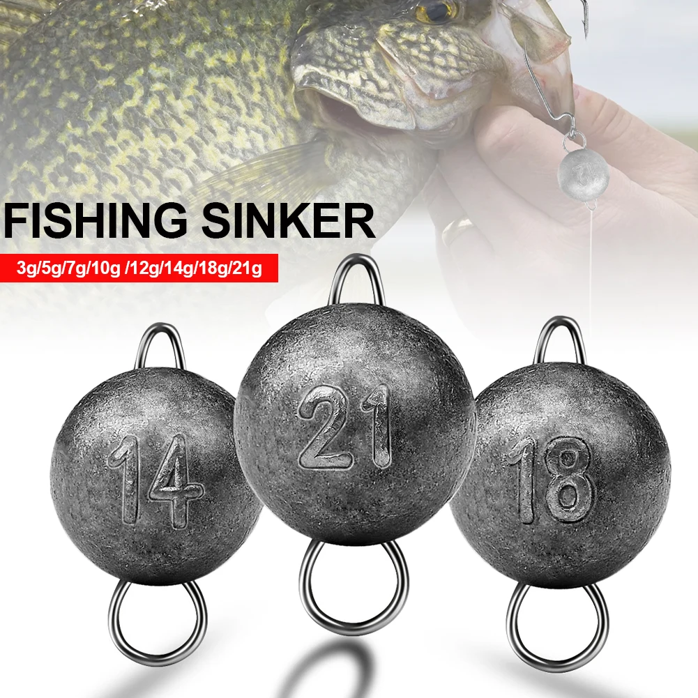 

10Pcs Fishing Weights Sinker 3g-21g Fishing Lead Sinker Ball Weights Metal Jig Fishing Lure Fishing Hooks Round Ball Head