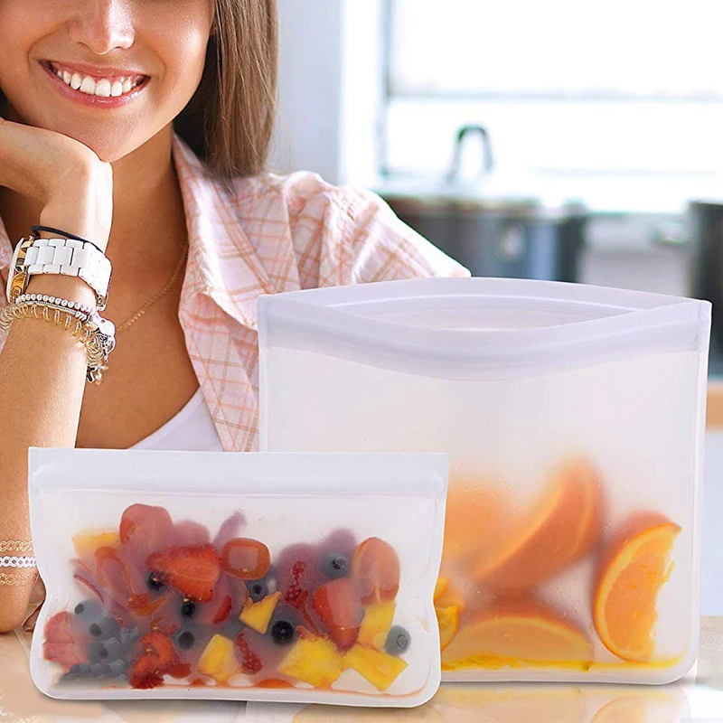 

Container Reusable Vertical Zipper Bag, Cup, Fresh-keeping Bag, Food Storage Bag, Storage Container Leak-proof Silicone Food