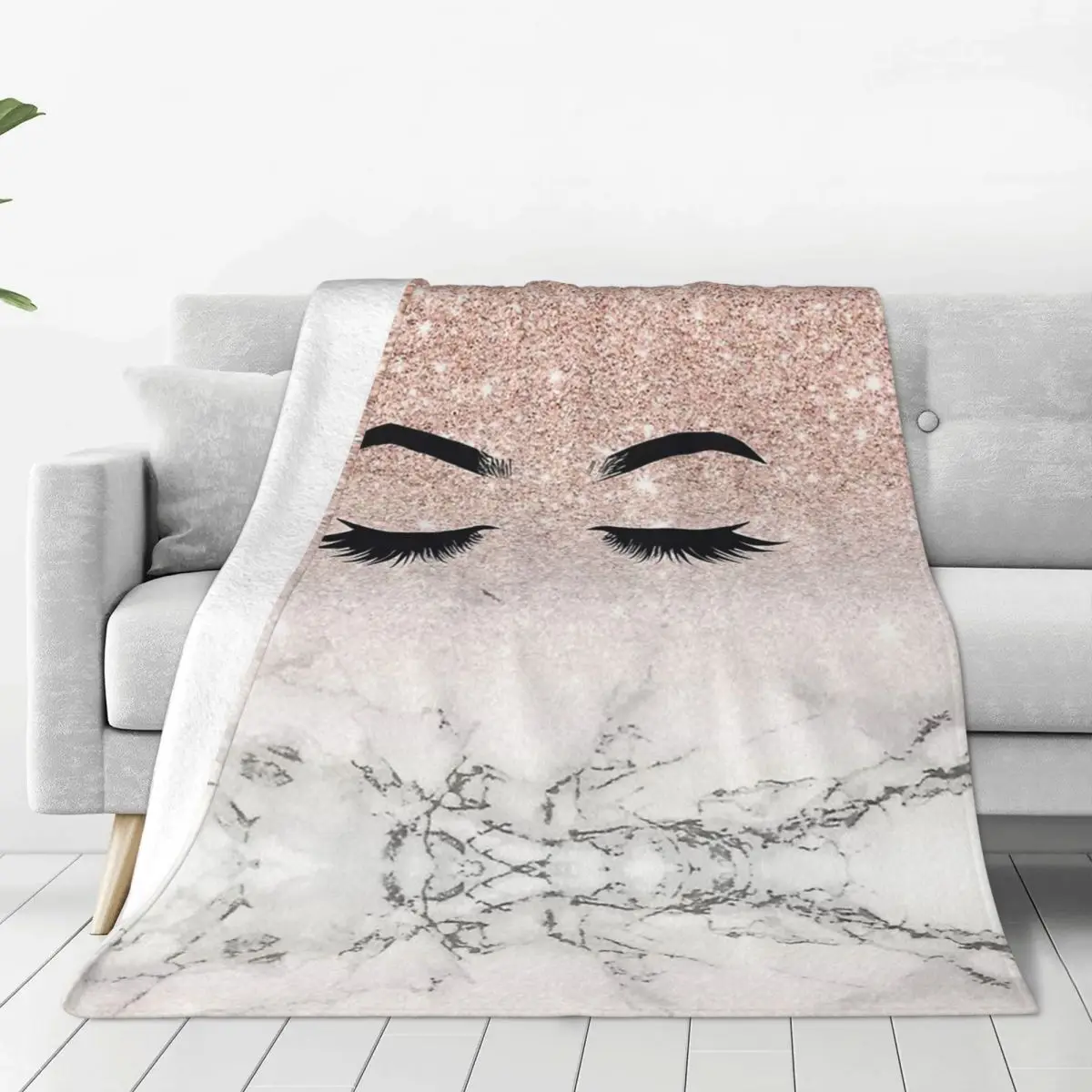 

Gold Eyelash Glam Lashes Flannel Blankets Eye Lash Girly Rose Funny Throw Blankets for Home 150*125cm Bedspreads