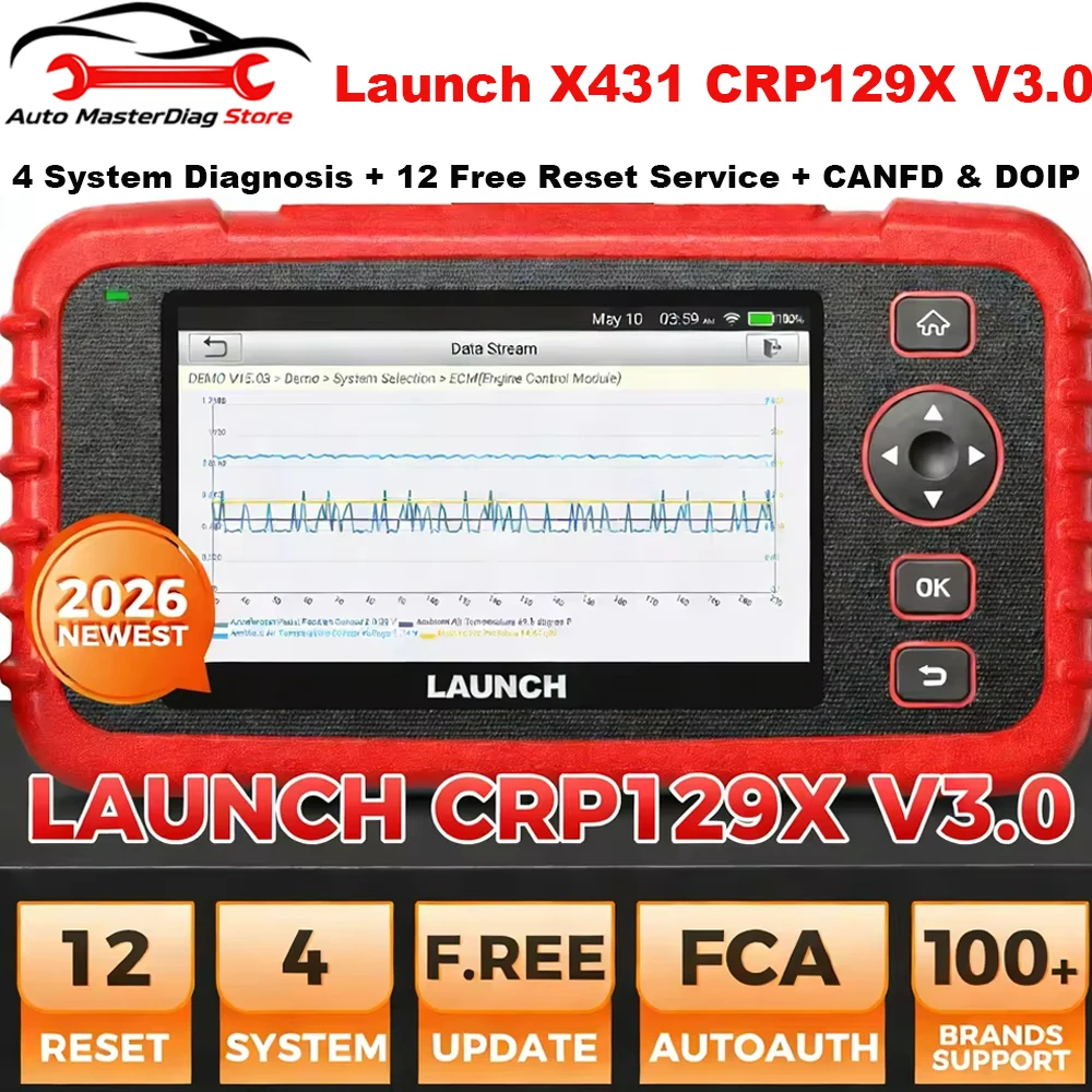 Фото Новый автомобильный сканер Launch X431 CRP129X V3.0 с обновлением 2026 года, поддержкой CANFD и DOIP, диагностический инструмент, сканер OBDII, автомобильный сканер №1