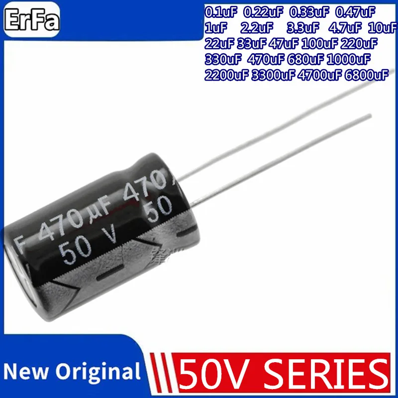 

50V aluminum electrolytic capacitor 5X11 4X7 6X7 8X12 1 2.2 3.3 4.7 10 22 33 47 100 220 330 470 680 1000 2200 3300 4700 6800uF
