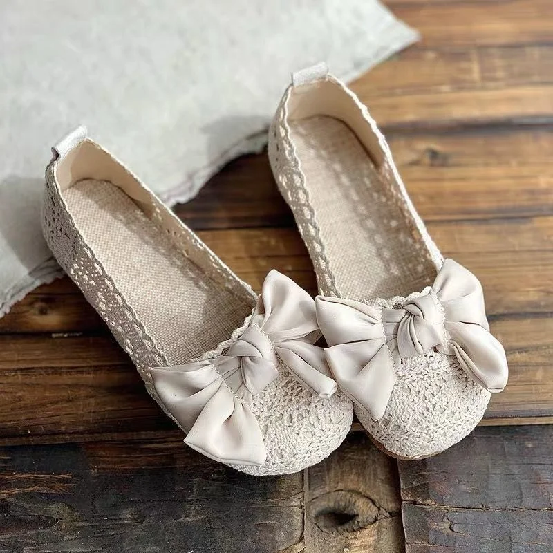 

New summer bow hollow breathable women's shoes mesh fisherman's shoes