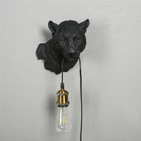Nordic Resin Black Panther Wall Lamp Retro Hallway Decoration Led Lights Wall Sconce Bedside Wall Light Loft Fixtures Luminaire