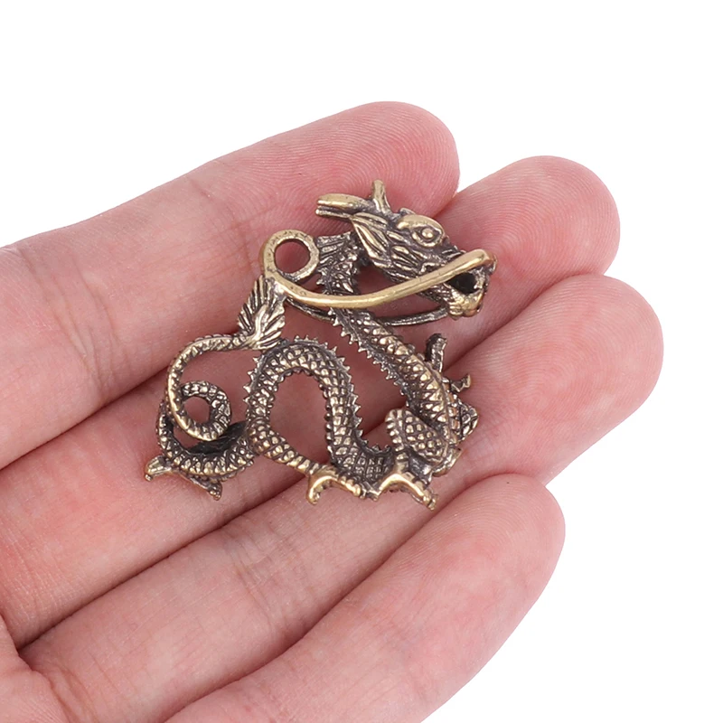 Античная статуя дракона из чистой латуни искусственное животное медный брелок