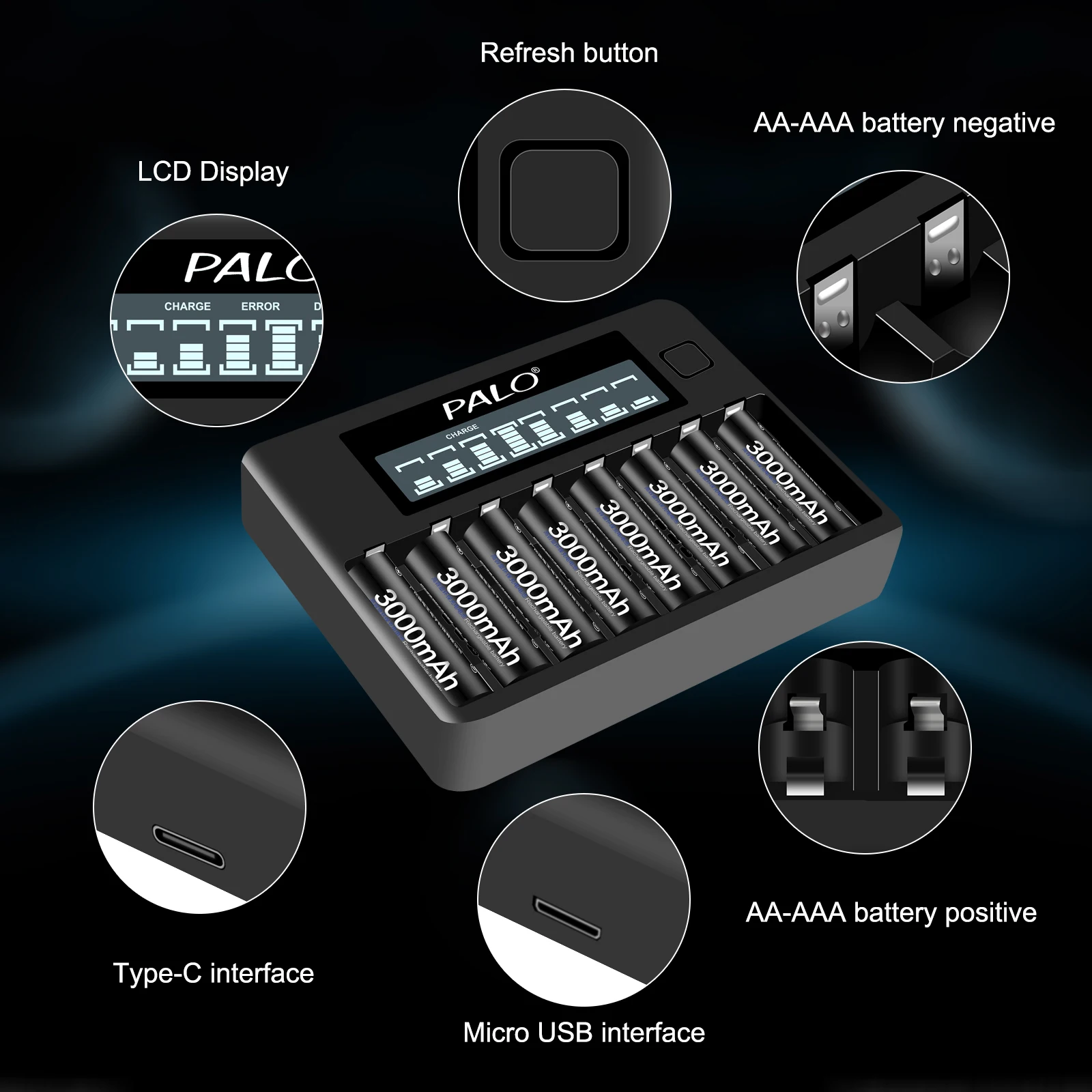 PALO 1 2 В AA 3000 мАч Ni-MH аккумуляторная батарея aa батареи для температурного пистолета