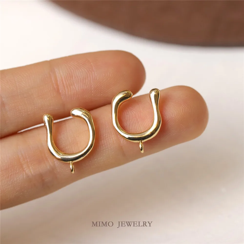 

14K Gold Copper Plated Asymmetric U-shaped Inset Wind Semi-finished Irregular Earrings DIY Accessories