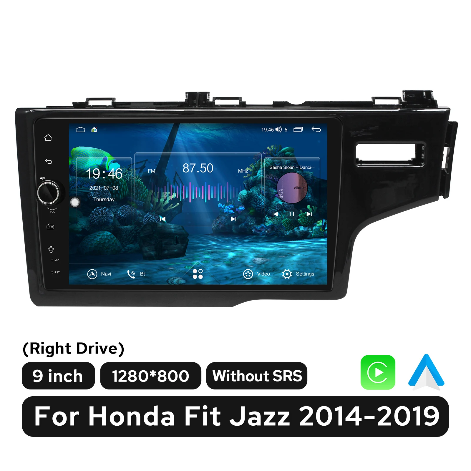 

9 Inch 1280X800 Android Car Radio Stereo Head Unit For Honda Fit Jazz 2014-2019 Multimedia Player Plug and Play Without SRS