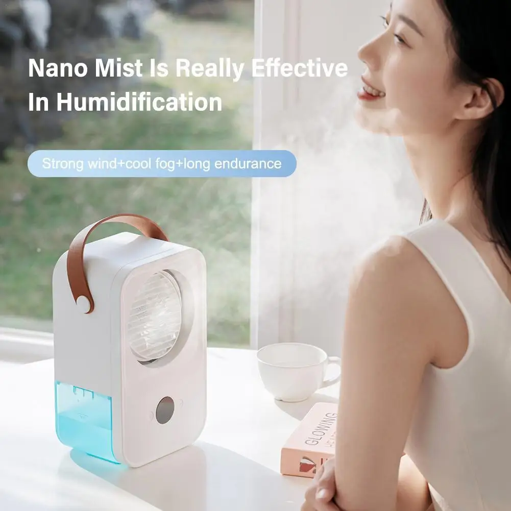 

Summer Cool Water Mist Spray Table Fan USB Rechargeable Air Cooling Humidifier Fan Bladeless Mute Fan For Home Room