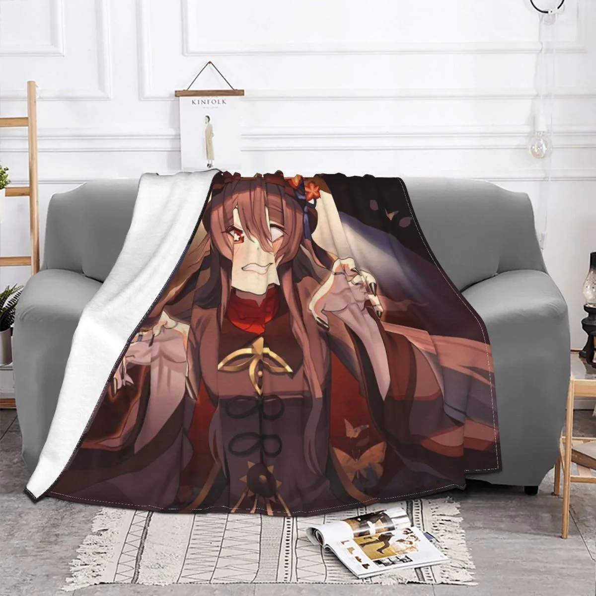 

Kawaii Hu Tao Genshin Impact New Character Blankets Coral Fleece Spring Autumn Soft Throw Blanket For Bed Office Bedding Throws