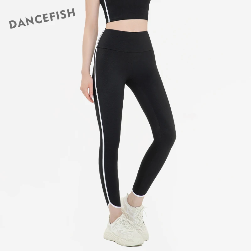 

DANCEFISH Women Fitness Exercise Leggings High Waist Tummy Control Peach Butt Lift Soft Rib Comfortable Yoga Pants