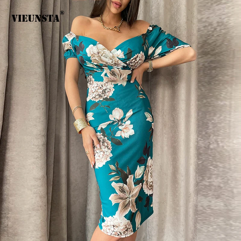 

Женское банкетное вечернее платье, модное и элегантное платье с открытым плечом и V-образным вырезом, привлекательное облегающее платье с п...