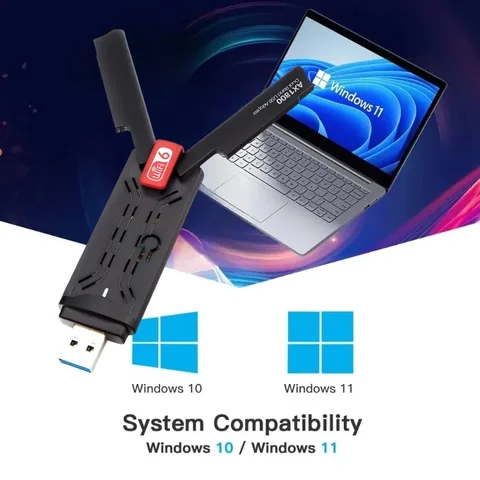Беспроводной адаптер Wi-Fi 6 AX1800 USB 3.0, двухдиапазонная сетевая карта Wi-Fi 2,4 ГГц/5 ГГц с антенной с высоким коэффициентом усиления для ноутбука Win10/11