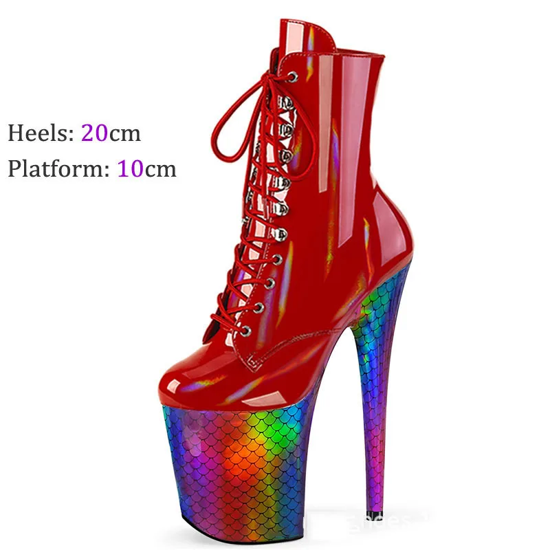 

Pole Dance Shoes Modern Catwalk Round Toe Heels Stripper Platform Women Ankle Boots Lace-up Zip Roman Lady Knight Boots