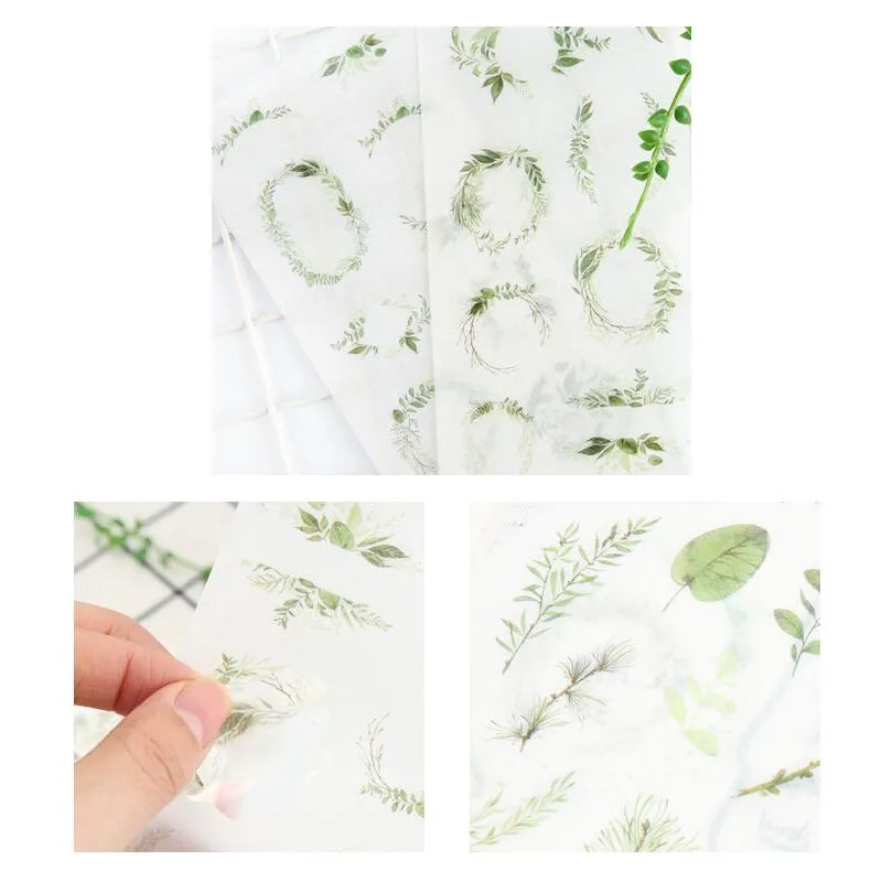6 цветов клейкие стикеры для скрапбукинга с милыми листьями фотоальбом украшения