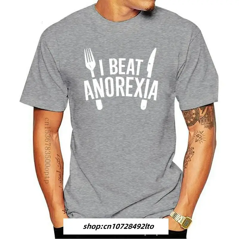 

Man Clothing I Beat Anorexia T Shirt Tee Skiernny Diet Food Fat Funny Present Gift Birthday Sleeve T Shirt Summer Men Tee Tops