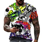 Футболка мужская с коротким рукавом и круглым вырезом, популярная тенниска с 3D-принтом, забавный стиль граффити, модная уличная одежда, повседневная спортивная майка в стиле Харадзюку, на лето