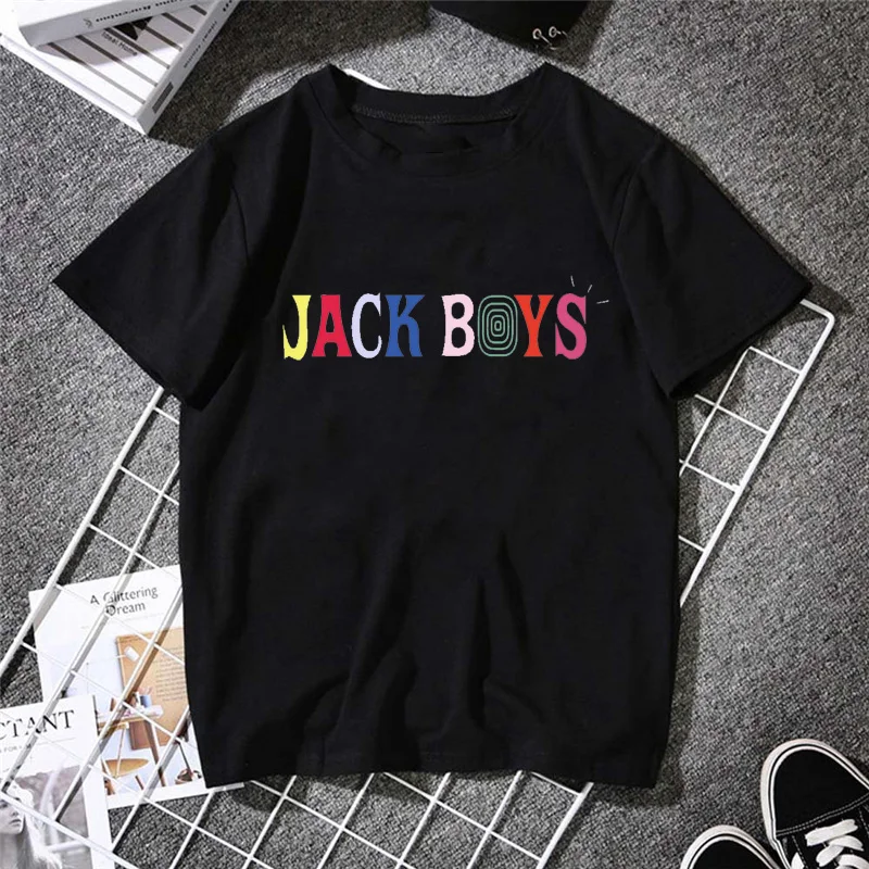 

Rock Jack Boys Letters Printed Tops Tshirt Cool Fashion Travis Scotts Punk Man T-shirt Astroworld Streetwear Hipster Vintage Tee