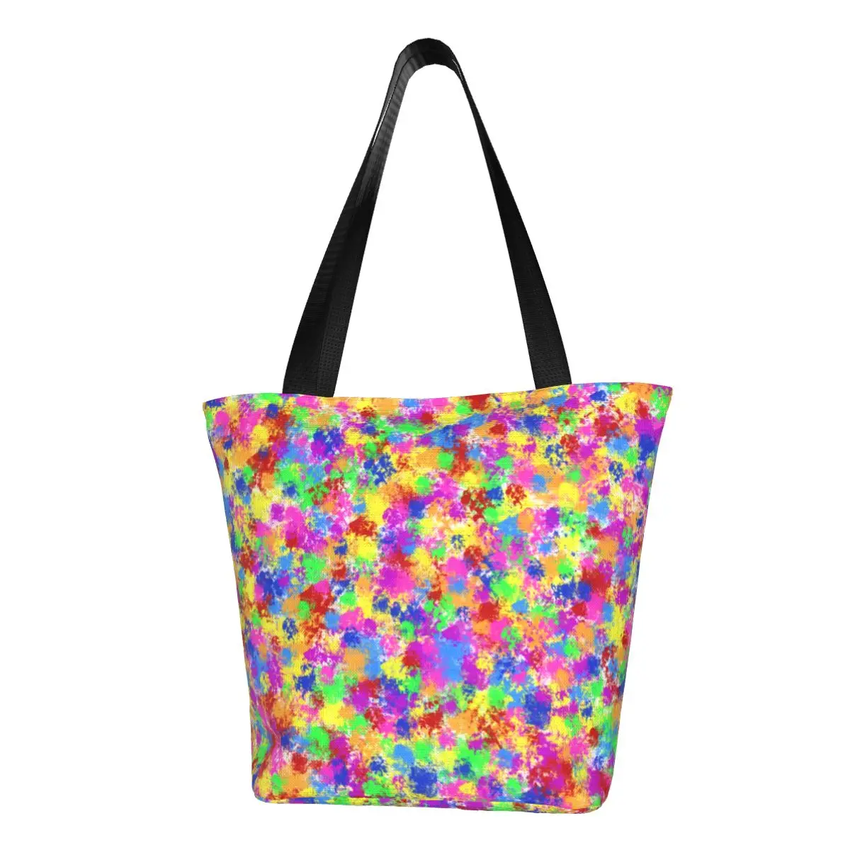 

Rainbow Splash Shopper Bag Trendy Neon Print Handbags Female Designer Tote Bag Aesthetic Cloth Work Beach Bag
