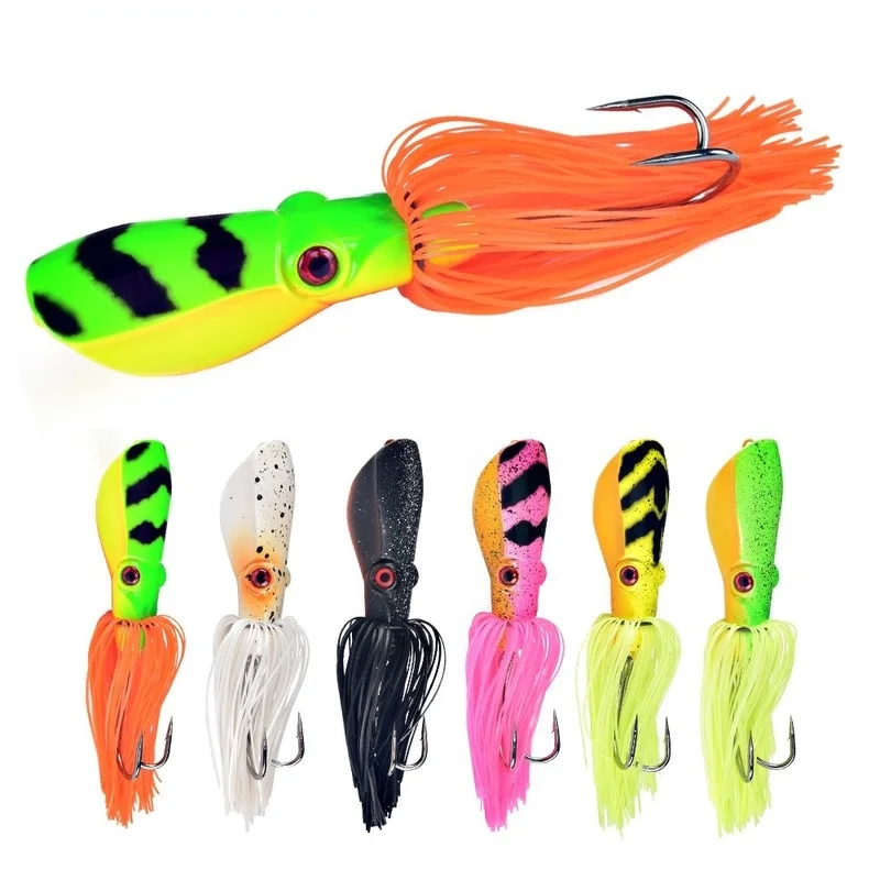 

1 Pcs 7cm 16.5G Squid Lure Soft Tube Bait Plastic Fishing Lure with Fishing Hooks Topwater Ray Frog Artificial 3D Eyes