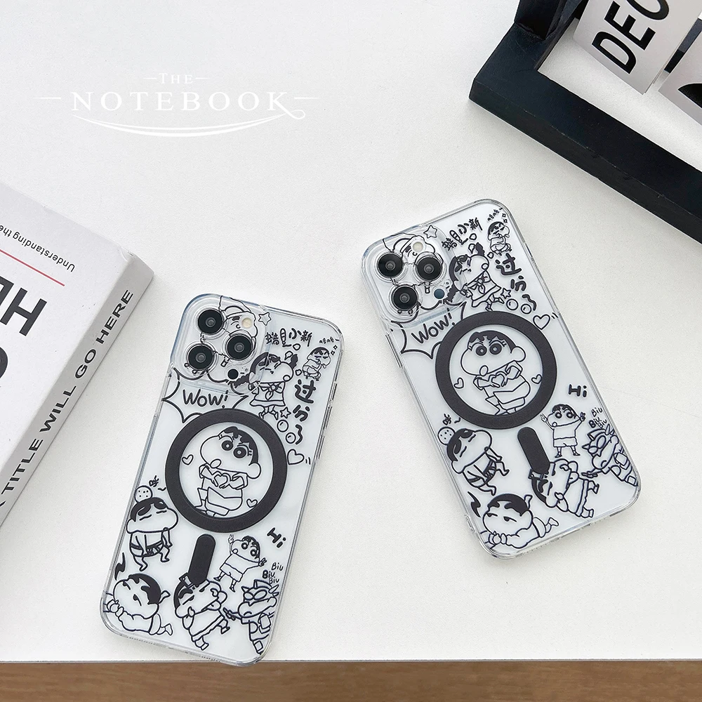 Магнитный чехол для телефона Line S-Shinchans Magsafe Samsung Galaxy S24 S23 S22 S21 S20 FE Plus Ultra 5G мягкий