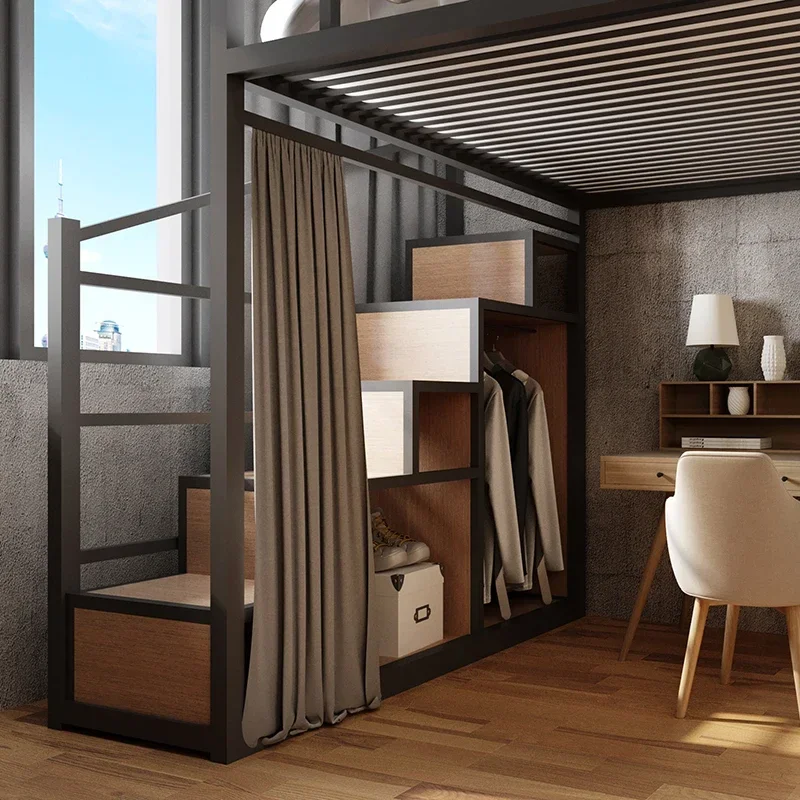 Двухъярусная кровать в второй этаже пустые листы стиле лофт из кованого железа