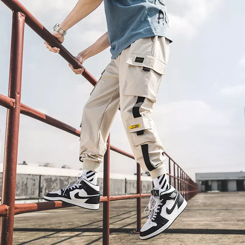 

New in New Hip Hop Joggers Cargo Pants Men Harem Pants Multi-Pocket Ribbons Man Sweatpants Streetwear Casual Mens Pants S-5XL tr