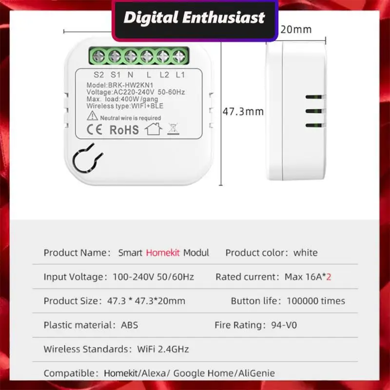 

Умное управление голосом, удобный двухпозиционный умный выключатель с поддержкой Wi-Fi, Белый Мини Смарт-выключатель, двухпозиционный, двухпозиционный