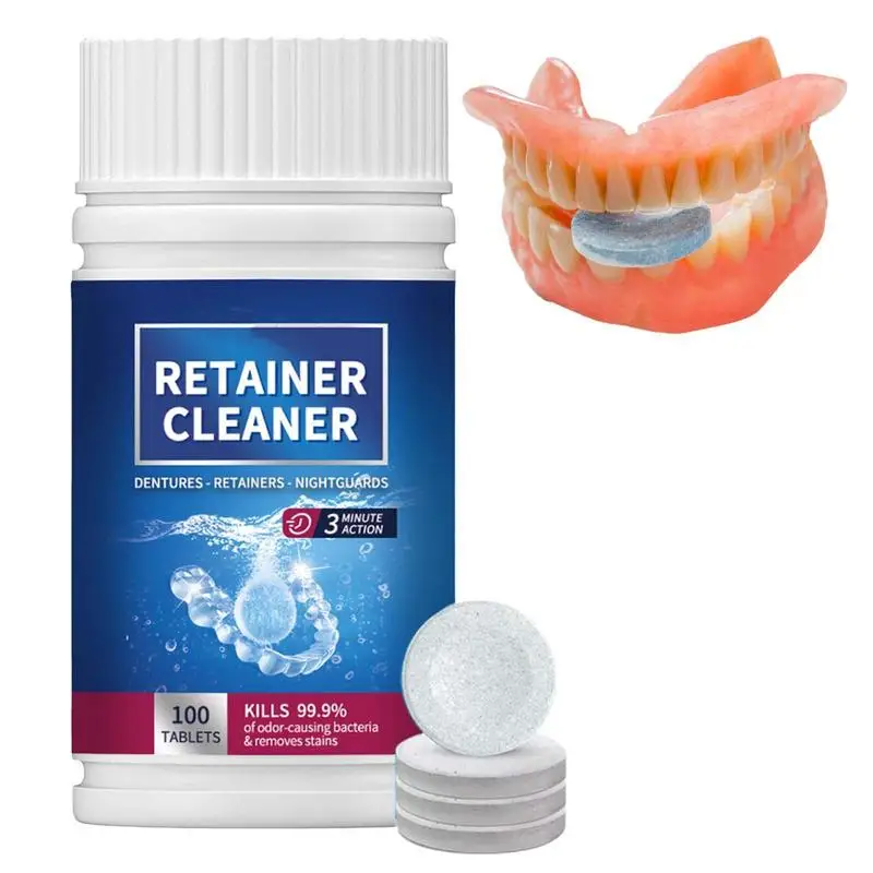 

Sdotter Denture Cleansing Tablet 100 Tabs Cleanser Pills Whitening Remove Bad Odors Oral Cleaning Care Fresh Breath Cleaning Sta