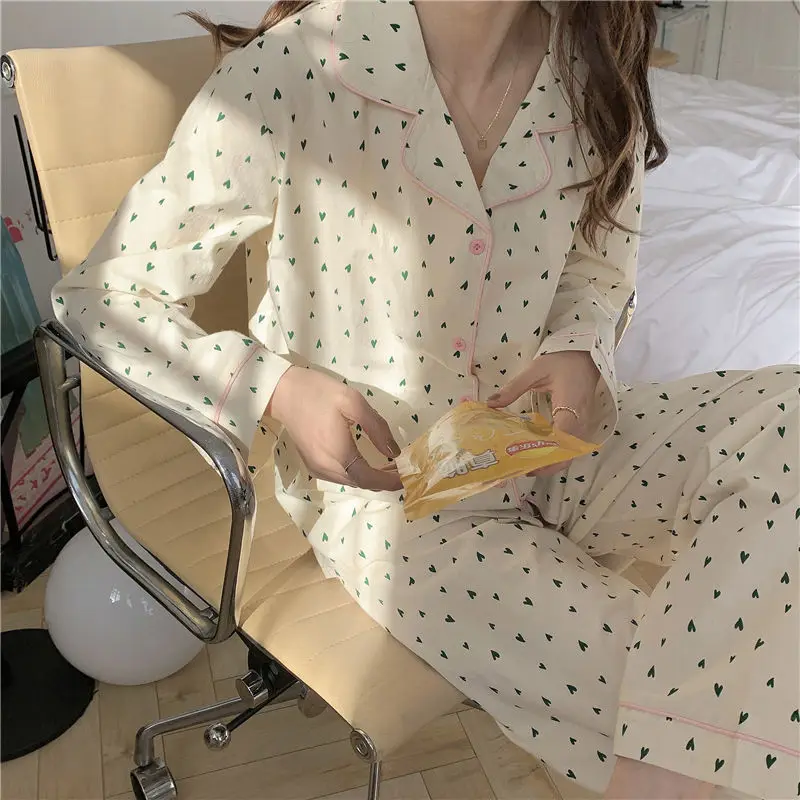 Pajama Sets Women Lace Ins Unisex Sleepwear Korean Feminino Nightwear Lounge Basic Cozy Casual Fit Lovely Girls Simple Maiden