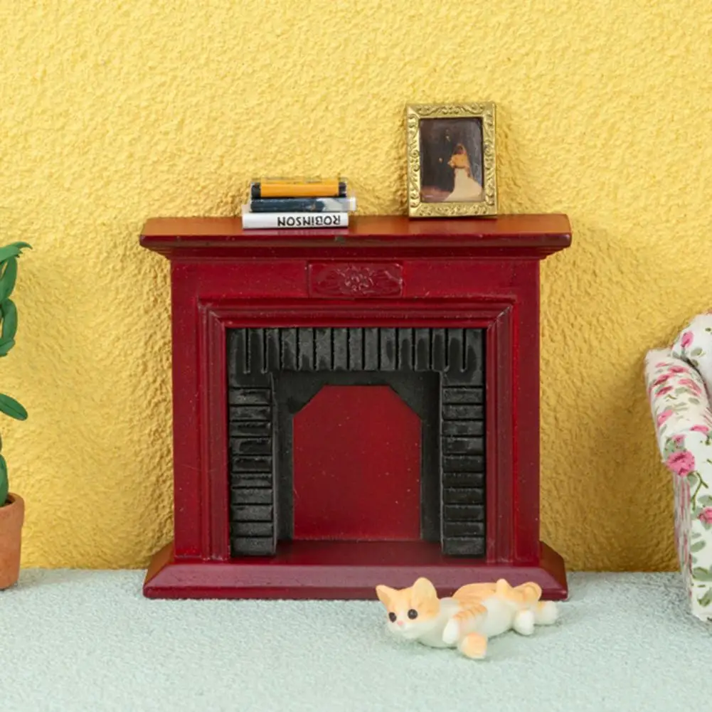 

Mini Fireplace Furniture Delicate High Simulation Clear Texture Mini Red Fireplace Furniture for Doll House