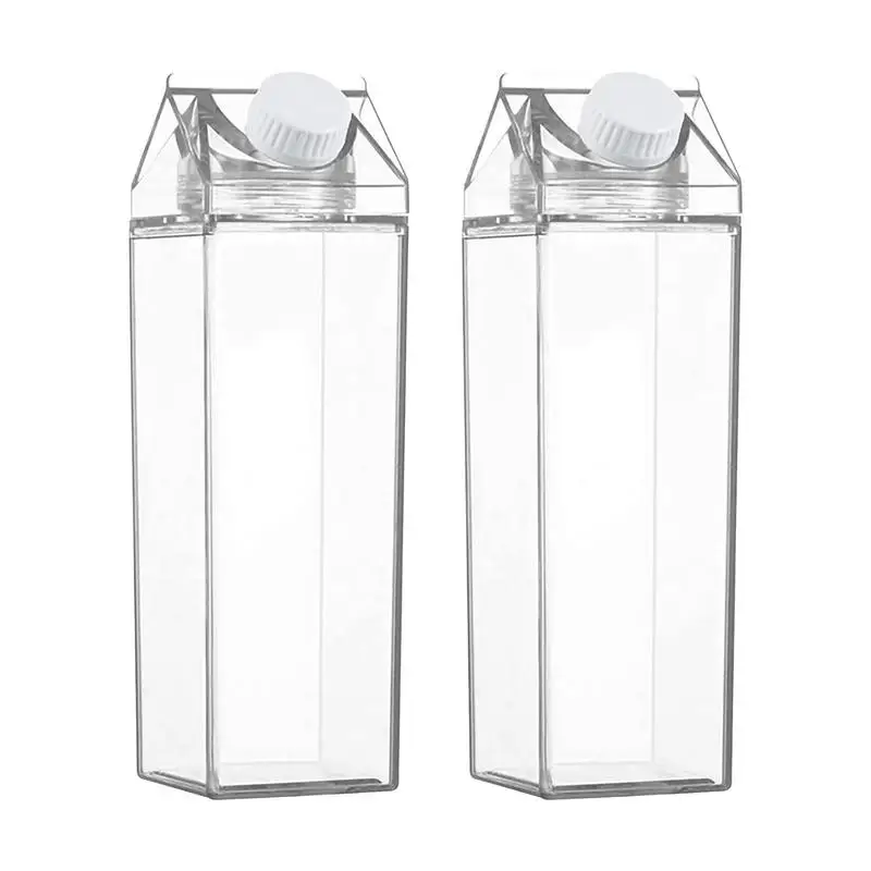 Milk Carton Water Bottles  Large Capacity Glass Water Bottle transparent liquid pots portable clear stoarge container for milk