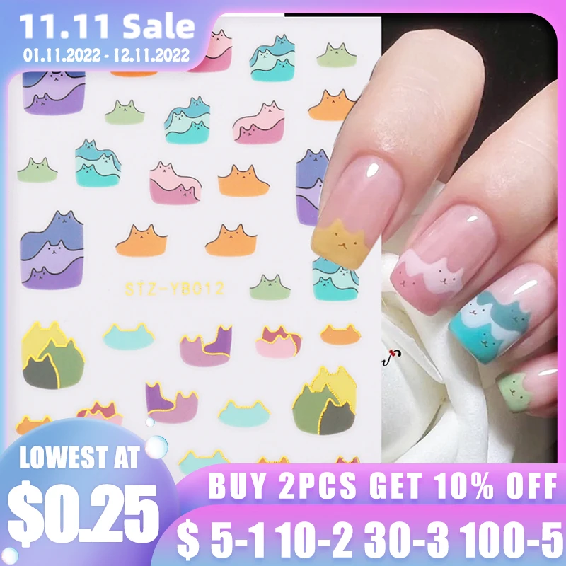

3D Holographic Fish Nail Stickers Laser Sea Animals Design Cute Cat Sliders For Nails French Manicure Kawaii Accessories GLYB013